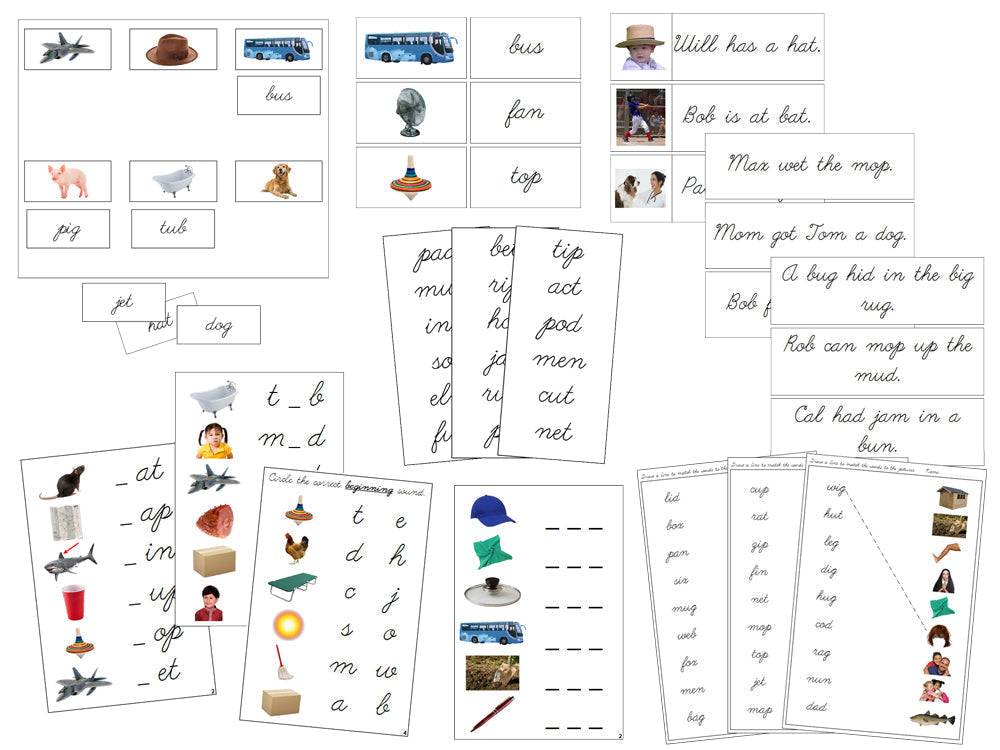 Montessori Step 1 Language Series Bundle (photos) - CURSIVE - Montessori Print Shop Digital Download Phonics Language Program