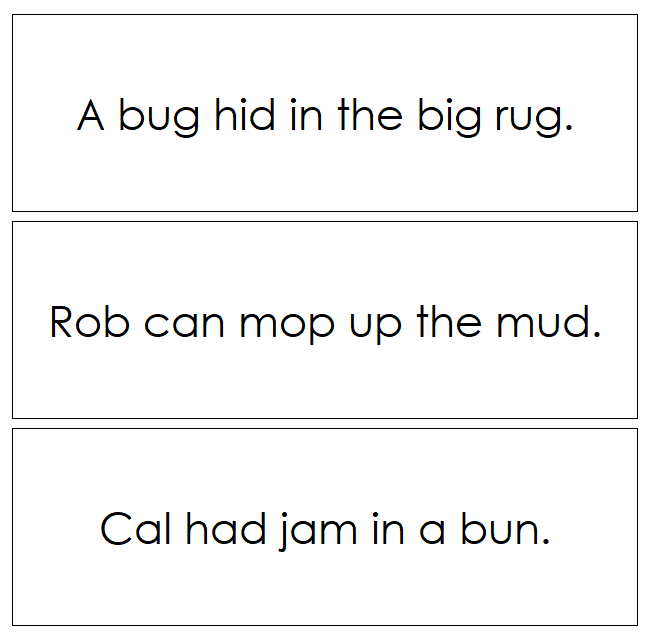 Montessori Step 1 Language Series Bundle (photos) - Phonetic Sentence Cards (set 3) - Montessori Print Shop phonics program