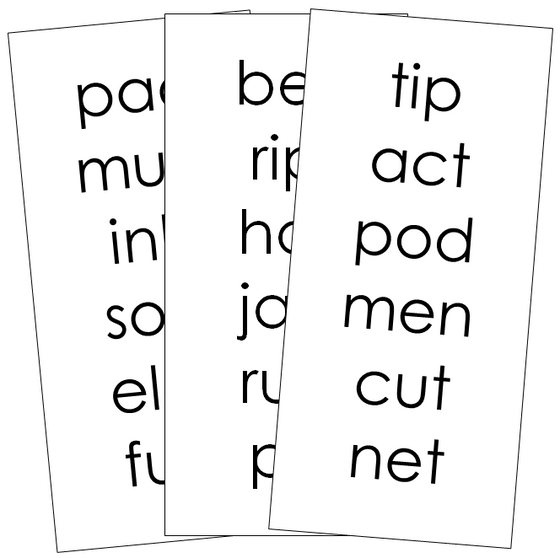 Step 1: Phonetic Word Lists - Montessori language cards