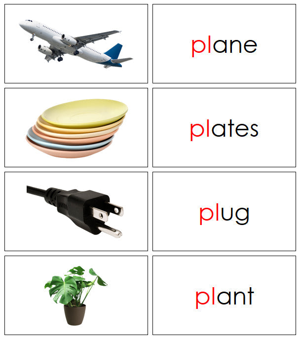 Montessori Step 3 Language Series Bundle (photos) - Blends & Digraphs Words and Picture Cards - Montessori Print Shop language program