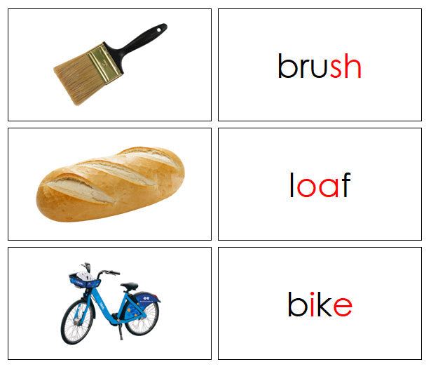 Montessori Step 3 Language Series Bundle (photos) - Phonogram Words and Picture Cards - Montessori Print Shop language program