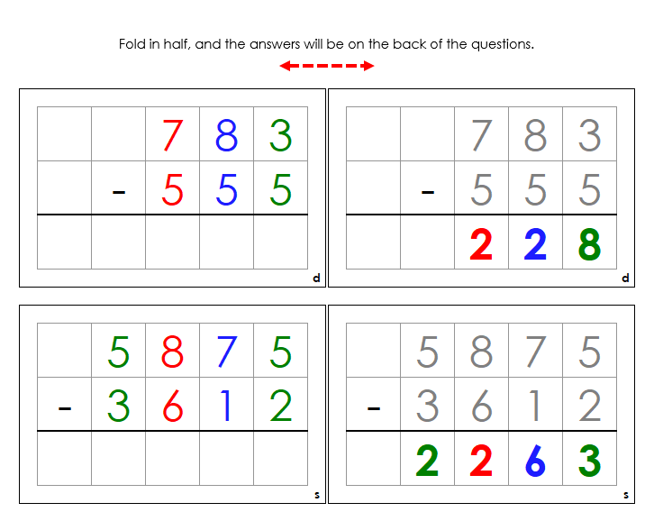 Subtraction Command Cards (color) - Montessori Print Shop Digital Download