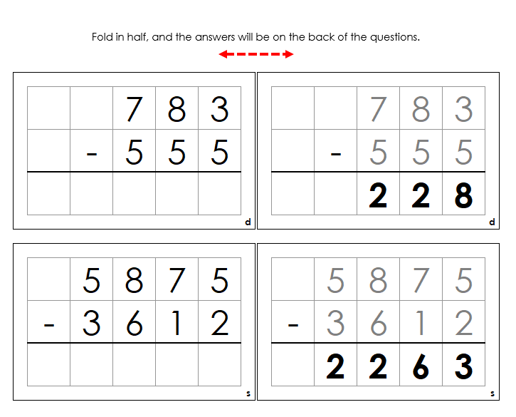 Subtraction Command Cards - Montessori Print Shop