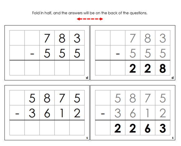 Montessori Subtraction Command Cards - Montessori Print Shop