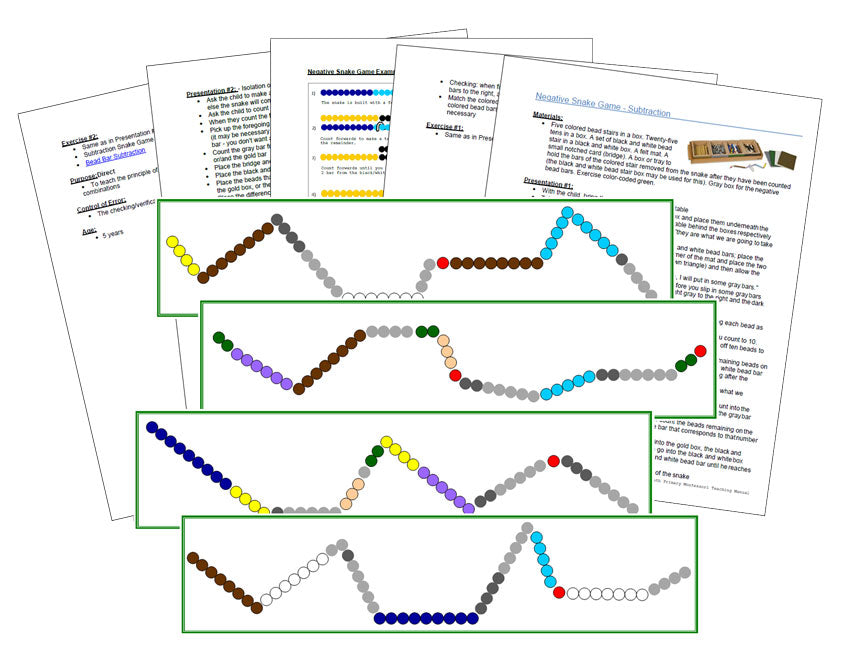 Montessori Subtraction Snake Game Task Cards & Instructions - Montessori Print Shop