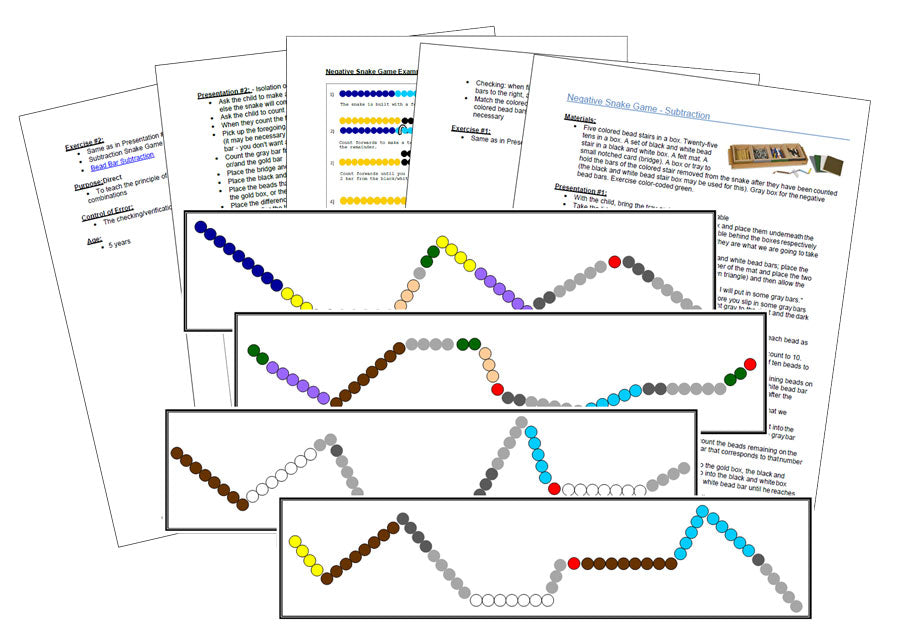 Montessori Subtraction Snake Game Task Cards & Instructions - Montessori Print Shop