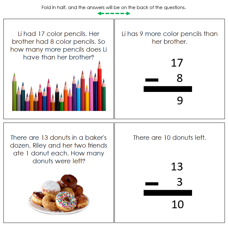 Subtraction Word Problems Set 2 - Montessori Print Shop Digital Download