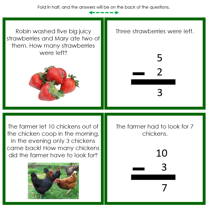 Subtraction Word Problems (color) - Montessori Print Shop Digital Download