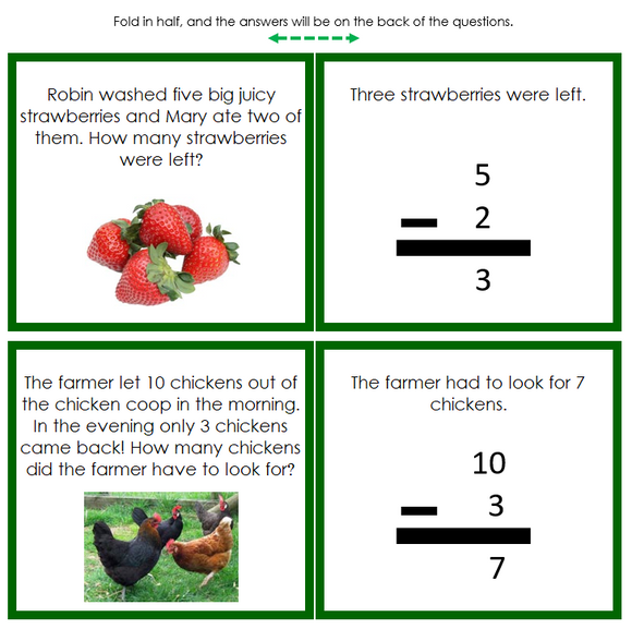 Subtraction Word Problems (color) - Montessori Print Shop Digital Download