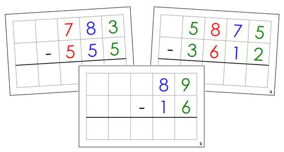 Montessori Subtraction Command Cards (color) - Montessori Print Shop