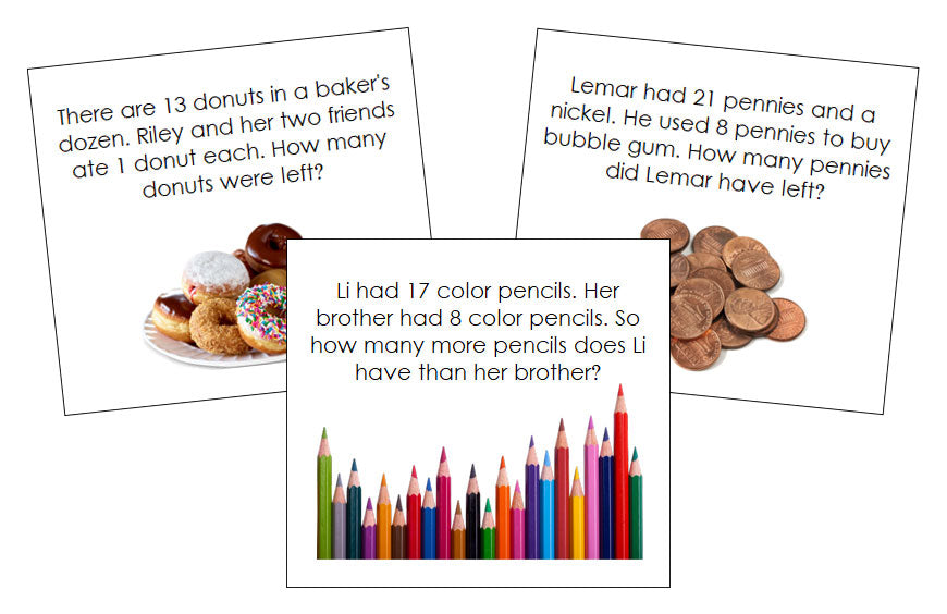 Subtraction Word Problems Set 2 - Montessori Print Shop Digital Download