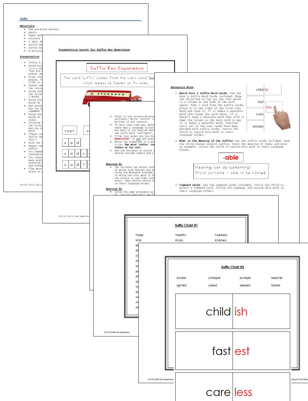 Elementary Montessori Suffix Key Experience - Montessori Print Shop Digital Download