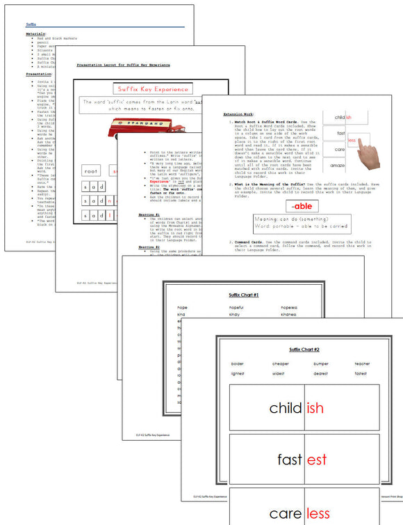 Elementary Montessori Suffix Key Experience - Montessori Print Shop