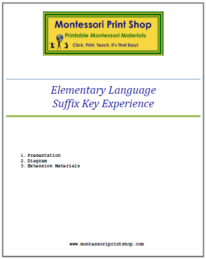 Elementary Montessori Suffix Key Experience - Montessori Print Shop Digital Download