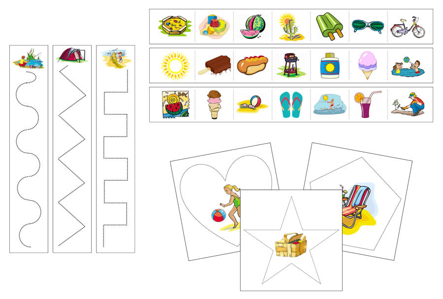 Summer Cutting Work - Preschool Activity - Montessori Print Shop Digital Download