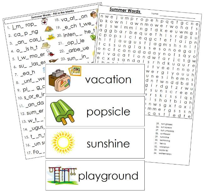 Summer Word Wall - Montessori Print Shop Digital Download