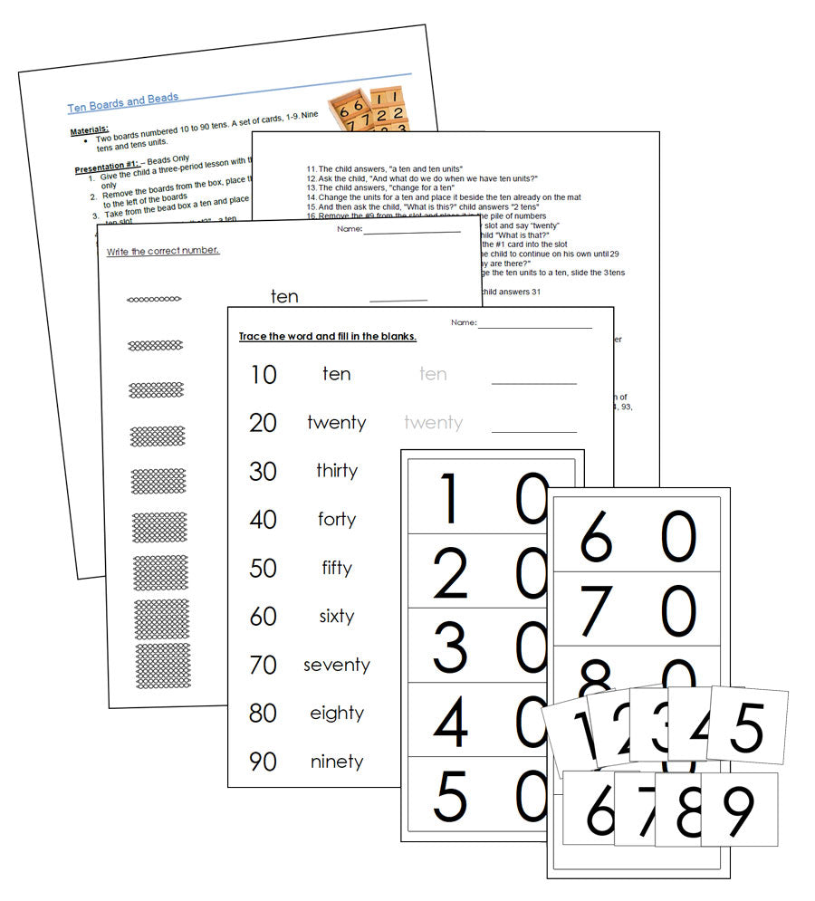 Montessori Ten Boards, Boards, and Worksheets  - Montessori Print Shop Digital Download