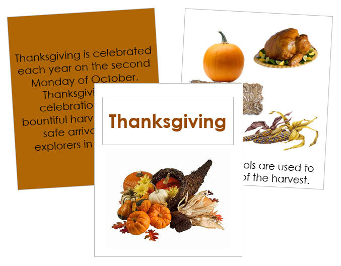 Thanksgiving Cards & Booklet (Cdn) - Montessori Print Shop Digital Download