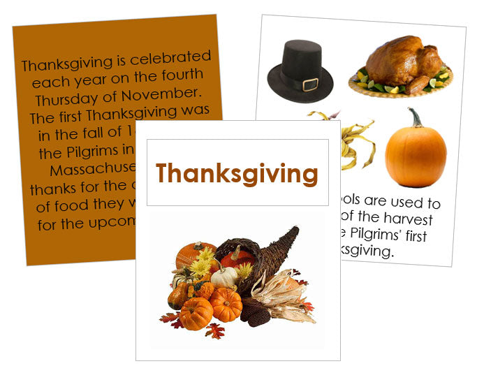 Thanksgiving Cards & Booklet (USA) - Montessori Print Shop Digital Download