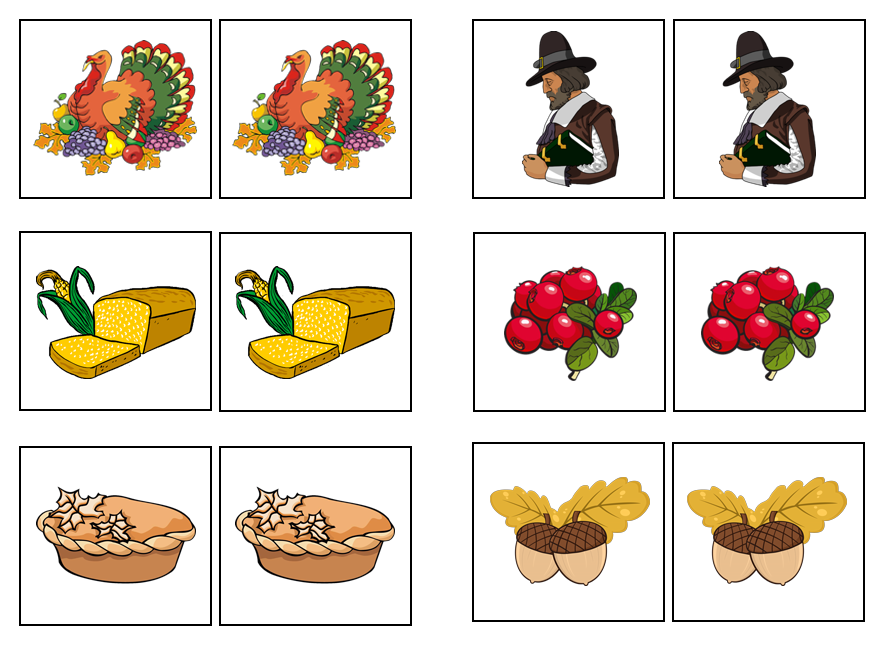 Thanksgiving Match-Up & Memory Game - Montessori Print Shop Digital Download preschool activity