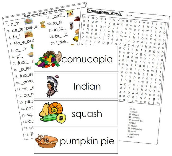 Thanksgiving Word Wall - Montessori Print Shop