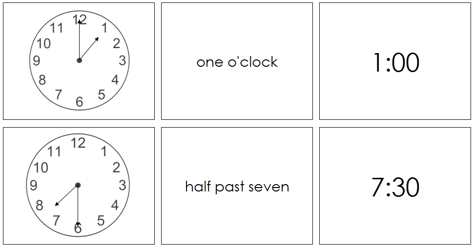 Time Cards - Montessori Print Shop Digital Download