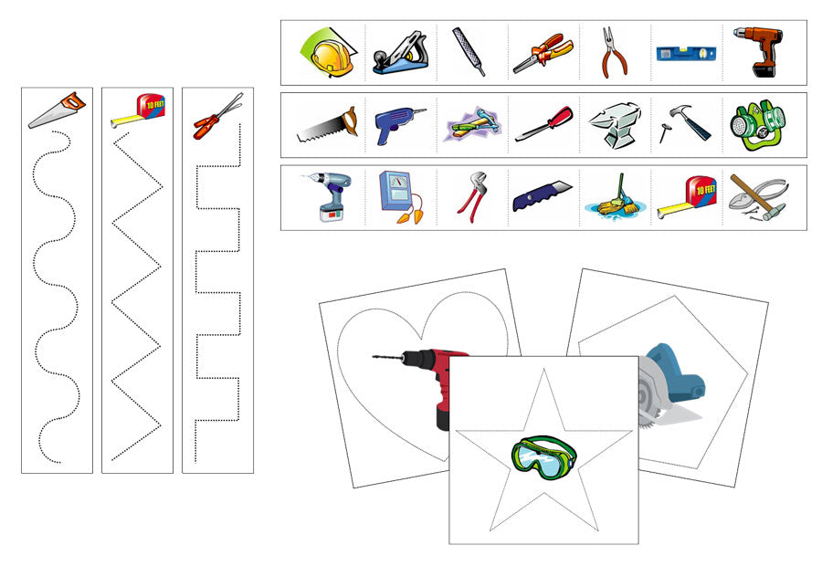 Tools Cutting Work - Preschool Activity by Montessori Print Shop