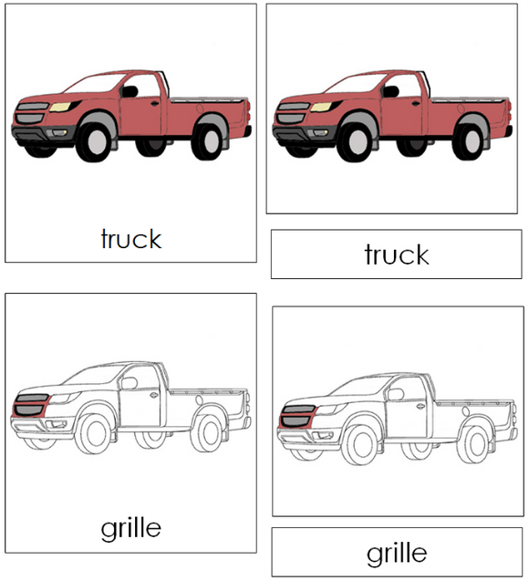 Parts of a Truck 3-Part Nomenclature Cards - Montessori Print Shop Digital Download