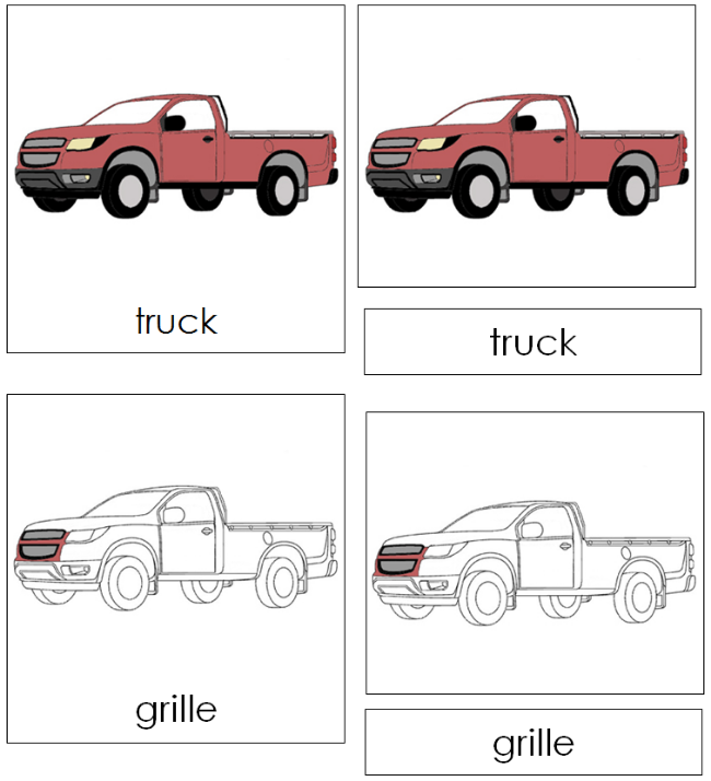 Parts of a Truck 3-Part Nomenclature Cards - Montessori Print Shop Digital Download