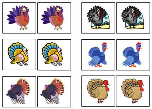 Turkey Match-Up & Memory Game - Montessori Print Shop