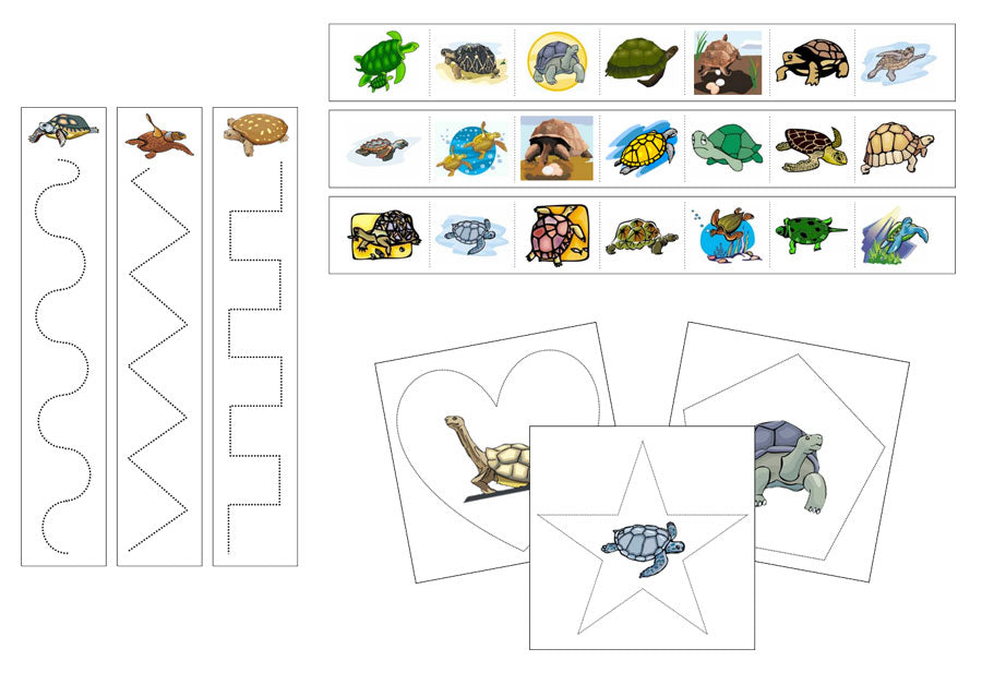 Turtles Cutting Work - Preschool Activity - Montessori Print Shop Digital Download