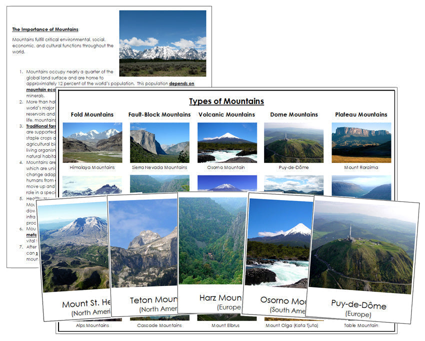 Types of Mountains - Montessori Print Shop Digital Download