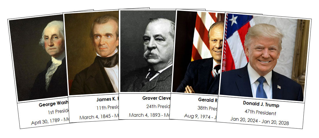 Presidents of the United States of America 3-Part Cards - Montessori Print Shop