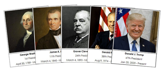 Presidents of the United States of America 3-Part Cards - Montessori Print Shop