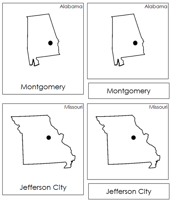 United States Capital Cities 3-part cards - Montessori Print Shop