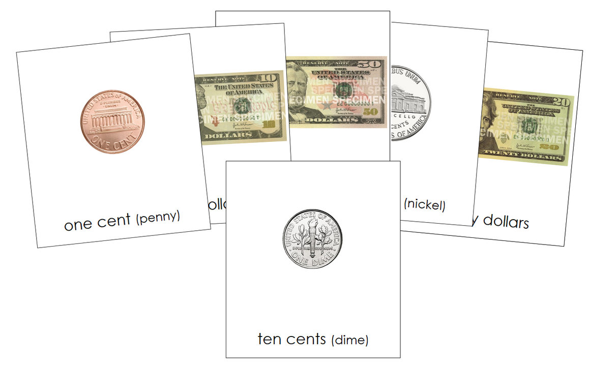 United States Currency 3-Part Cards - Montessori Print Shop Digital Download