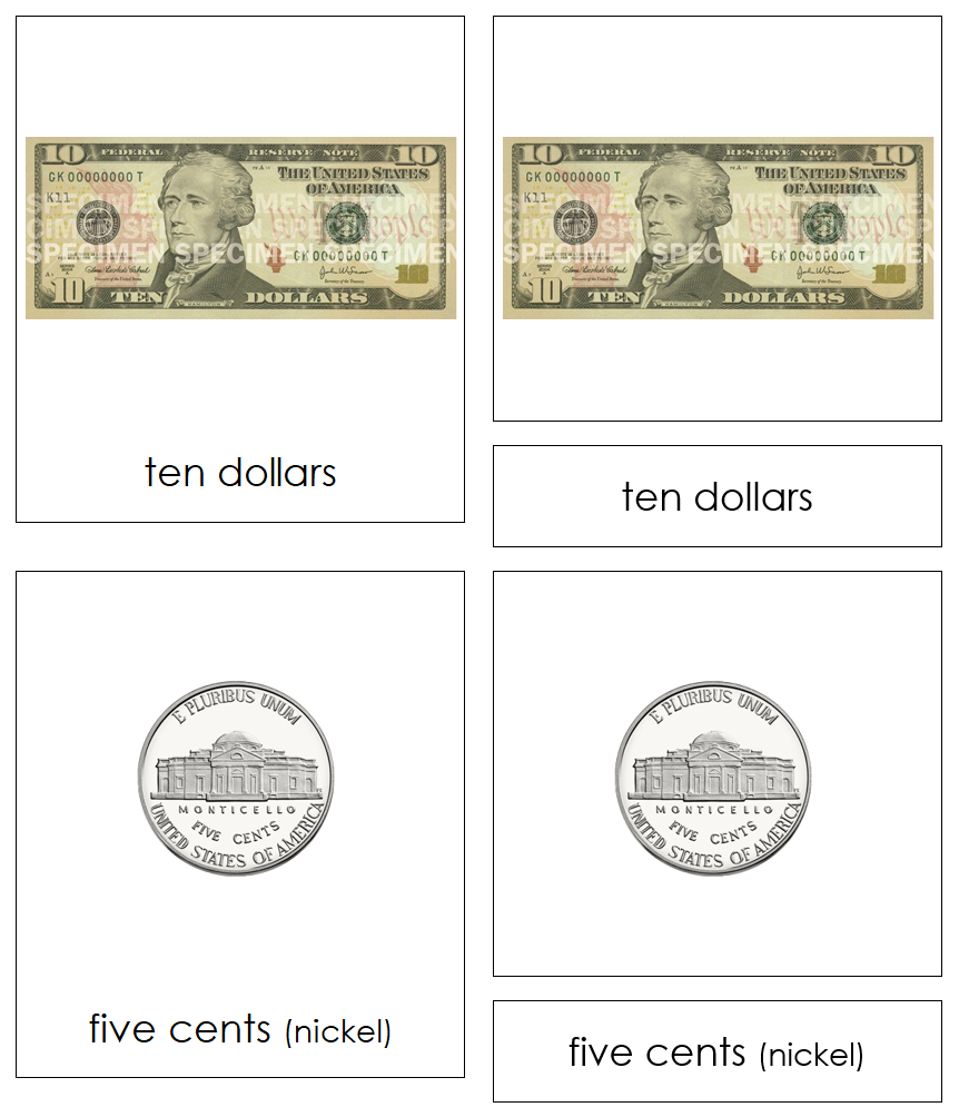 United States Currency 3-Part Cards - Montessori Print Shop Digital Download
