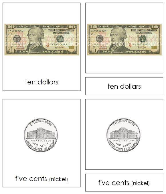 United States Currency 3-Part Cards - Montessori Print Shop Digital Download