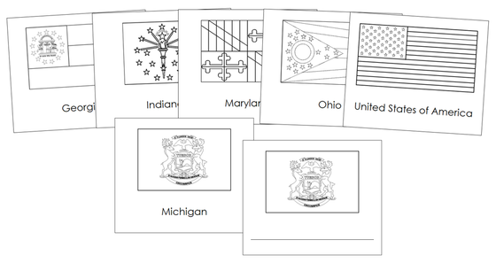 Flags of the United States Blackline Masters - Montessori Print Shop Digital Download
