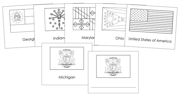 Flags of the United States Blackline Masters - Montessori Print Shop Digital Download