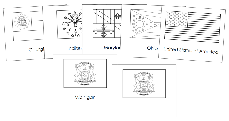 Flags of the United States Blackline Masters - Montessori Print Shop Digital Download