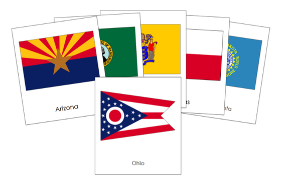 Flags of the United States 3-Part Cards - Montessori Print Shop Digital Download
