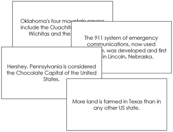 United States Fun Facts - Montessori geography cards