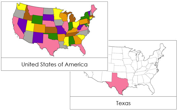United States Flashcards (color-coded) - Montessori Print Shop Digital Download geography cards