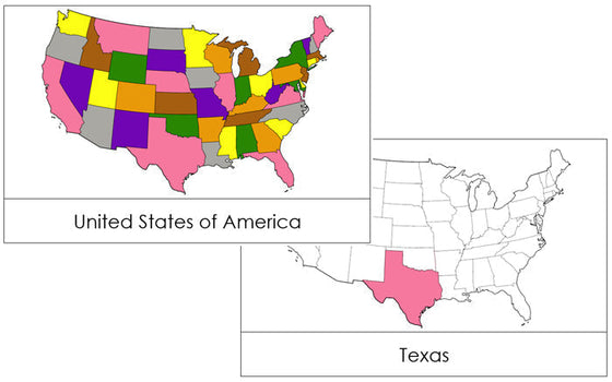 United States Flashcards (color-coded) - Montessori Print Shop geography cards