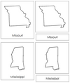 United States of America 3-Part Cards - Montessori Geography cards