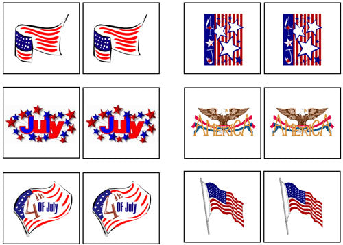 US 4th of July Match-Up & Memory Game - Montessori Print Shop Digital Download