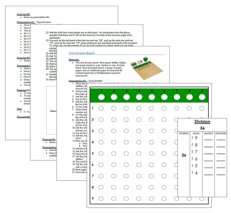 Unit Division Board & Instructions - Montessori Print Shop Digital Download