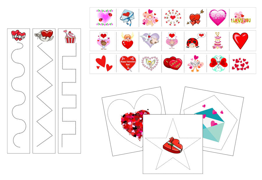 Valentine's Day Cutting Work - Preschool Activity - Montessori Print Shop Digital Download