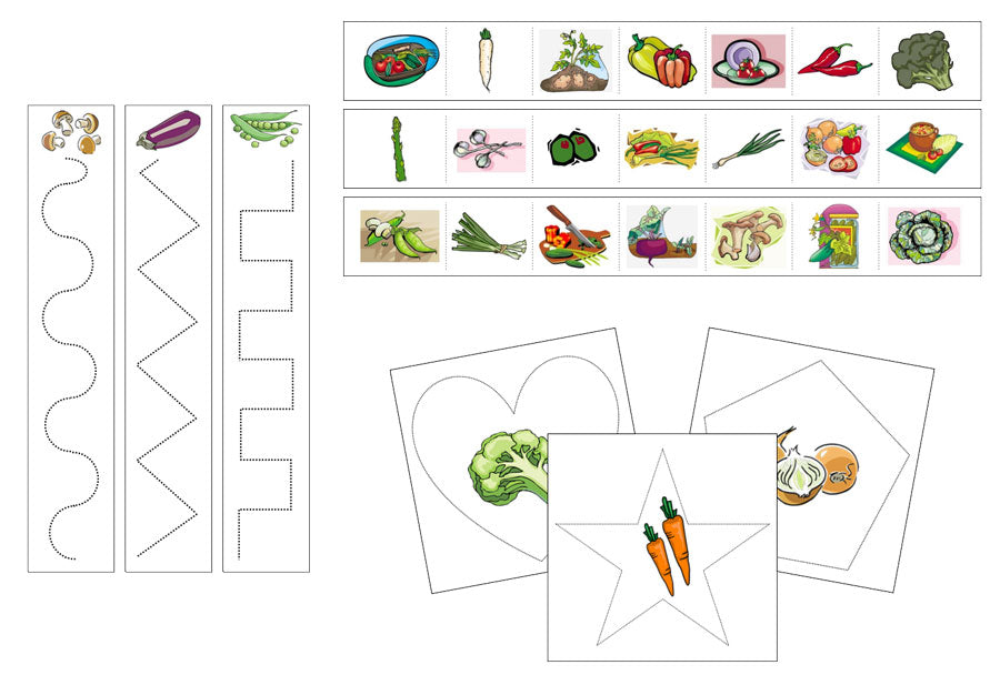Vegetables Cutting Work - Preschool Activity - Montessori Print Shop Digital Download